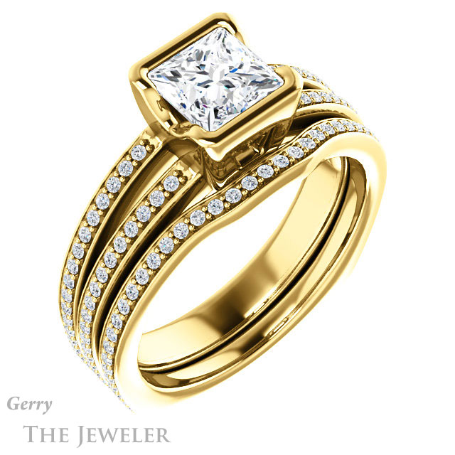 Princess Cut Forever One Moissanite Engagement Ring #GTJ1193-square-fo-y