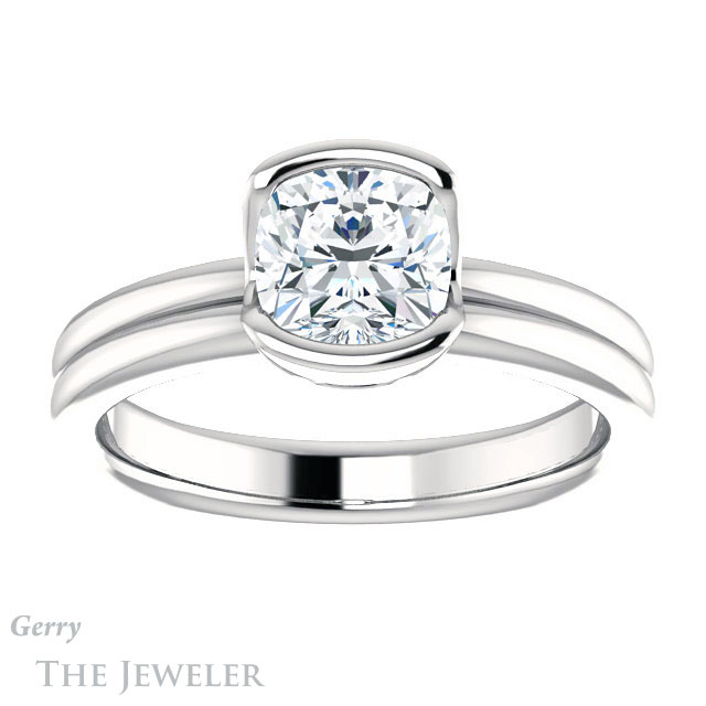 Cushion Cut Forever One Moissanite Engagement Ring #GTJ1194-cushion-fo-w