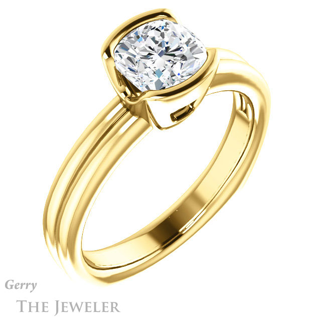 Cushion Cut Forever One Moissanite Engagement Ring #GTJ1194-cushion-fo-y 4 Cushion Cut Forever One Moissanite Engagement Ring #GTJ1194-cushion-fo-y