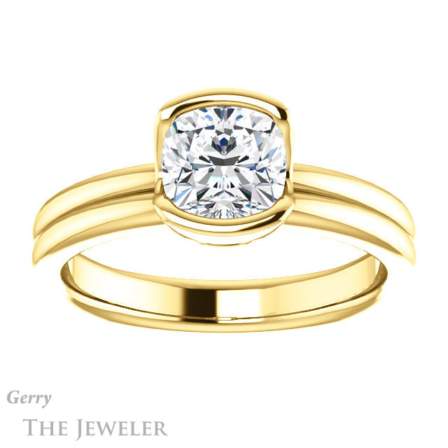 Cushion Cut Forever One Moissanite Engagement Ring #GTJ1194-cushion-fo-y