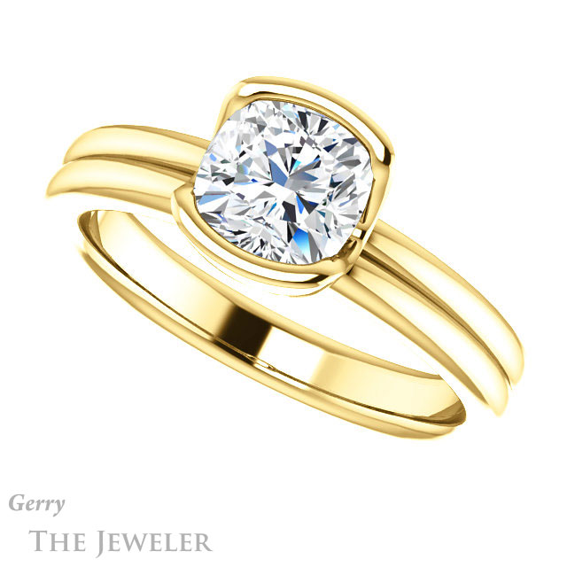 Cushion Cut Forever One Moissanite Engagement Ring #GTJ1194-cushion-fo-y 5 Cushion Cut Forever One Moissanite Engagement Ring #GTJ1194-cushion-fo-y