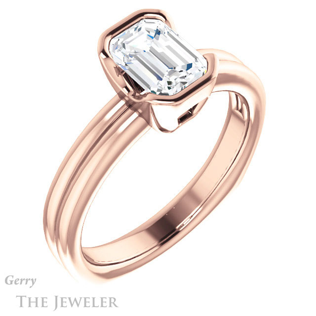 Emerald Cut Forever One Moissanite Engagement Ring #GTJ1194-emerald-fb-r 4 Emerald Cut Forever Brilliant Moissanite Engagement Ring #GTJ1194-emerald-fb-r