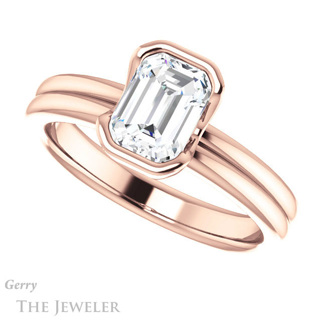 Emerald Cut Forever One Moissanite Engagement Ring #GTJ1194-emerald-fb-r 5 Emerald Cut Forever Brilliant Moissanite Engagement Ring #GTJ1194-emerald-fb-r