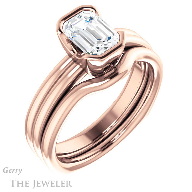 Emerald Cut Forever One Moissanite Engagement Ring #GTJ1194-emerald-fb-r 6 Emerald Cut Forever Brilliant Moissanite Engagement Ring #GTJ1194-emerald-fb-r