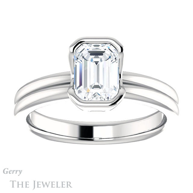 Emerald Cut Forever Brilliant Moissanite Engagement Ring #GTJ1194-emerald-fb-w
