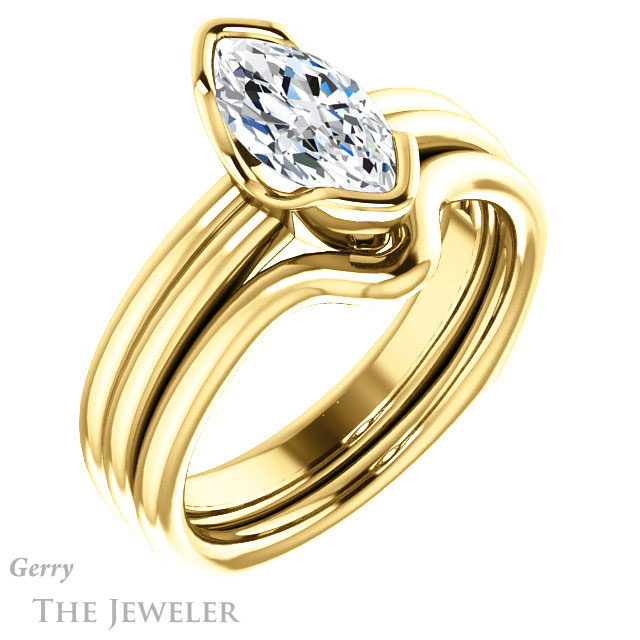 Marquise Cut Forever Brilliant Moissanite Engagement Ring #GTJ1194-marquise-fb-y