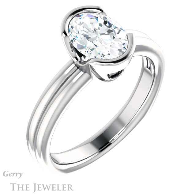 Oval Shaped Forever One Moissanite Engagement Ring #GTJ1194-oval-fo-w 4 Oval Shaped Forever One Moissanite Engagement Ring #GTJ1194-oval-fo-w