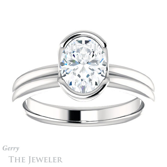 Oval Shaped Forever One Moissanite Engagement Ring #GTJ1194-oval-fo-w 1 Oval Shaped Forever One Moissanite Engagement Ring #GTJ1194-oval-fo-w