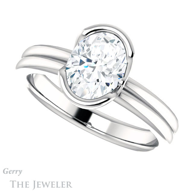 Oval Shaped Forever One Moissanite Engagement Ring #GTJ1194-oval-fo-w 5 Oval Shaped Forever One Moissanite Engagement Ring #GTJ1194-oval-fo-w