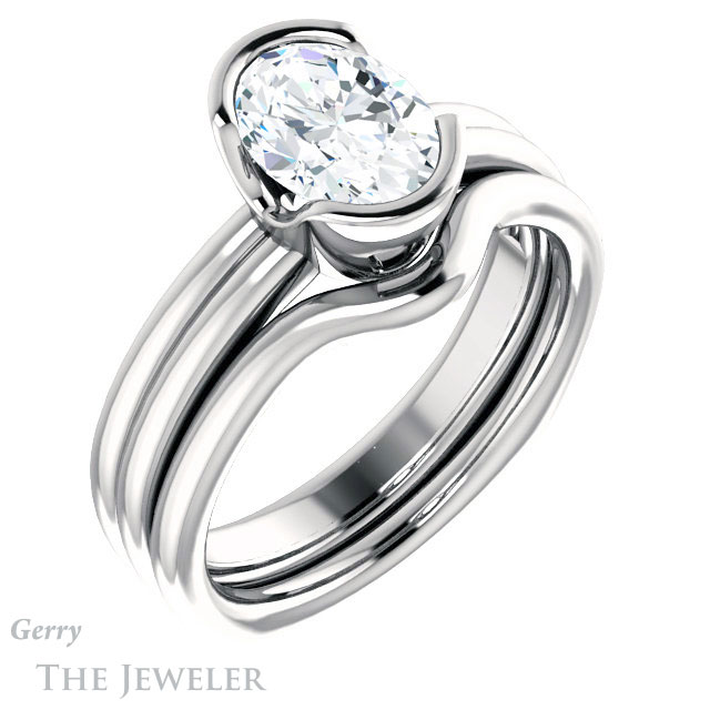Oval Shaped Forever One Moissanite Engagement Ring #GTJ1194-oval-fo-w 6 Oval Shaped Forever One Moissanite Engagement Ring #GTJ1194-oval-fo-w