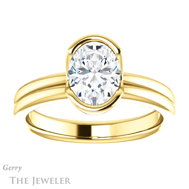 Oval Shaped Forever One Moissanite Engagement Ring #GTJ1194-oval-fo-y