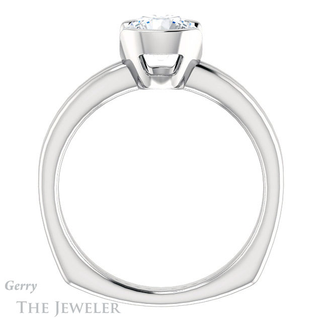 Round Cut Forever One Moissanite Engagement Ring #GTJ1194-round-fo-w