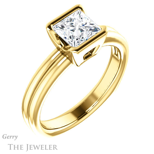 Princess Cut Forever One Moissanite Engagement Ring #GTJ1194-square-fo-y 4 Princess Cut Forever One Moissanite Engagement Ring #GTJ1194-square-fo-y