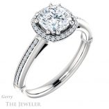Cushion Cut Forever One Moissanite Engagement Ring #GTJ1195-cushion-fo-w 4 Cushion Cut Forever One Moissanite Engagement Ring #GTJ1195-cushion-fo-w