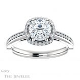 Cushion Cut Forever One Moissanite Engagement Ring #GTJ1195-cushion-fo-w 1 Cushion Cut Forever One Moissanite Engagement Ring #GTJ1195-cushion-fo-w