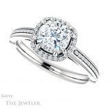 Cushion Cut Forever One Moissanite Engagement Ring #GTJ1195-cushion-fo-w 5 Cushion Cut Forever One Moissanite Engagement Ring #GTJ1195-cushion-fo-w
