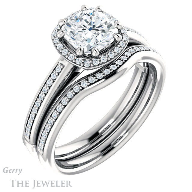 Cushion Cut Forever One Moissanite Engagement Ring #GTJ1195-cushion-fo-w 6 Cushion Cut Forever One Moissanite Engagement Ring #GTJ1195-cushion-fo-w
