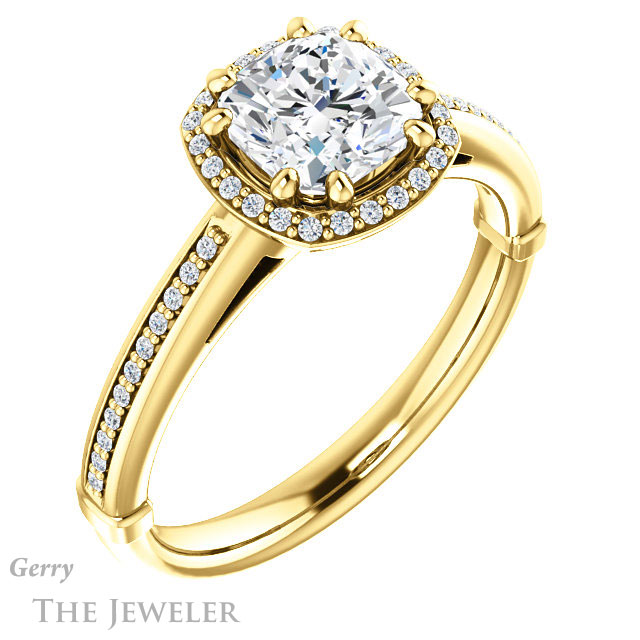 Cushion Cut Forever One Moissanite Engagement Ring #GTJ1195-cushion-fo-y