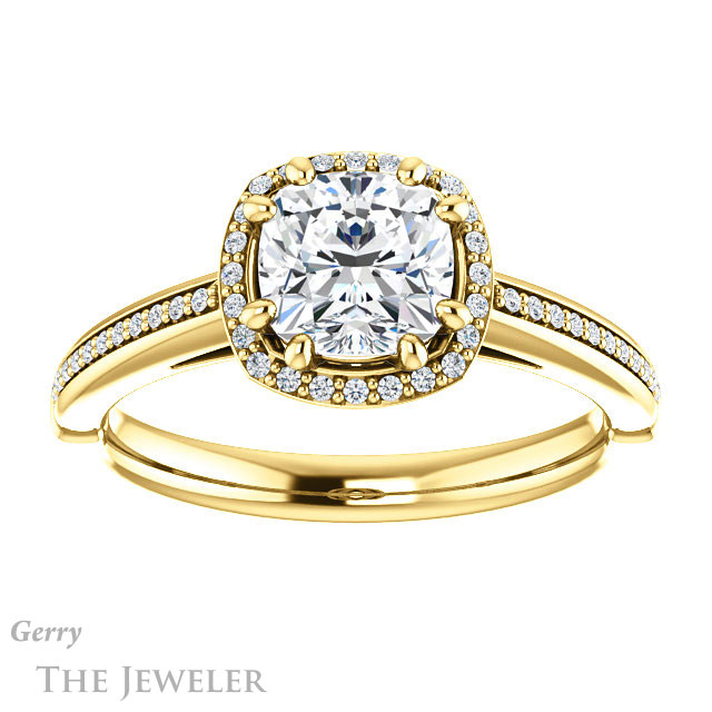 Cushion Cut Forever One Moissanite Engagement Ring #GTJ1195-cushion-fo-y