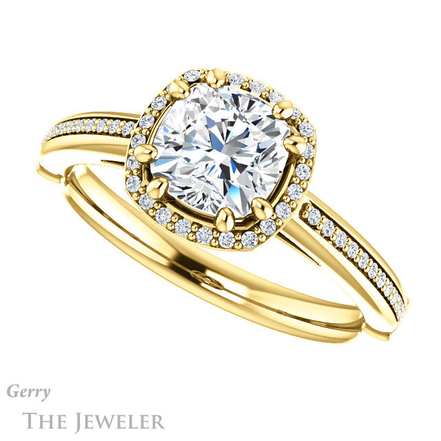 Cushion Cut Forever One Moissanite Engagement Ring #GTJ1195-cushion-fo-y