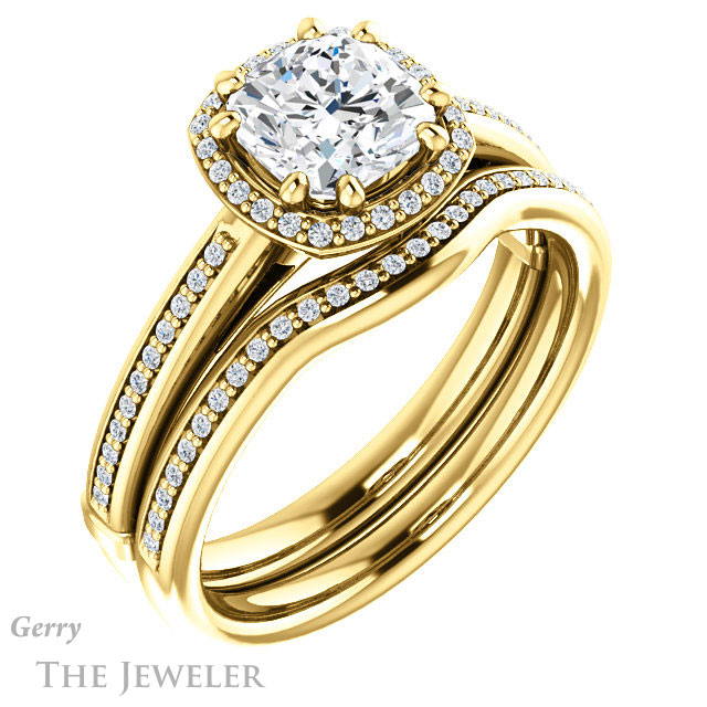 Cushion Cut Forever One Moissanite Engagement Ring #GTJ1195-cushion-fo-y