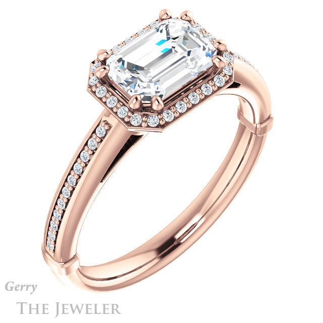 Emerald Cut Forever One Moissanite Engagement Ring #GTJ1195-emerald-fb-r 4 Emerald Cut Forever Brilliant Moissanite Engagement Ring #GTJ1195-emerald-fb-r