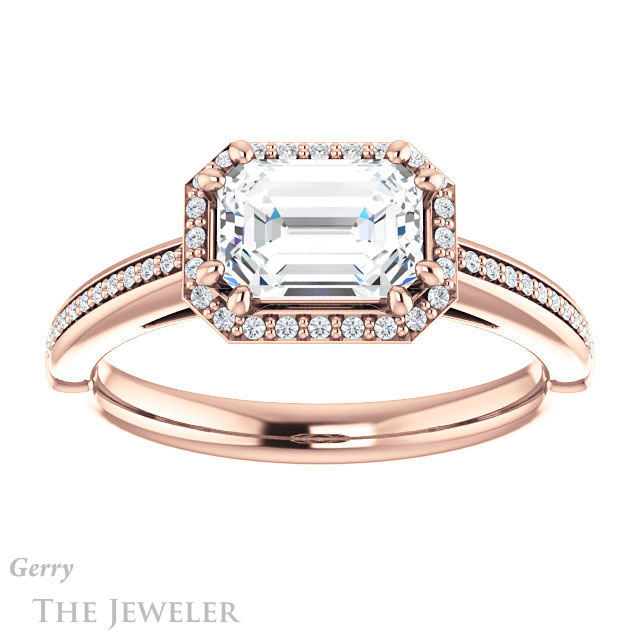 Emerald Cut Forever Brilliant Moissanite Engagement Ring #GTJ1195-emerald-fb-r