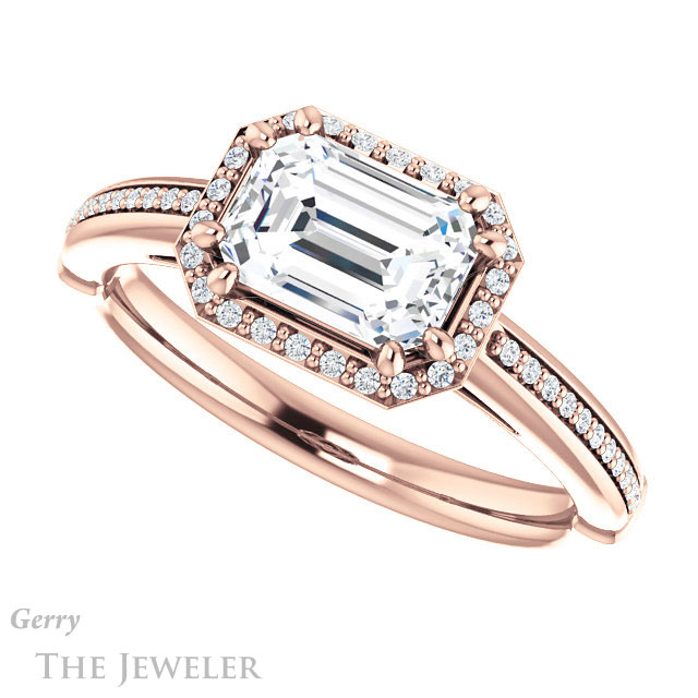 Emerald Cut Forever One Moissanite Engagement Ring #GTJ1195-emerald-fb-r 5 Emerald Cut Forever Brilliant Moissanite Engagement Ring #GTJ1195-emerald-fb-r