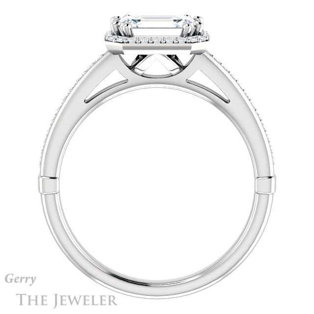 Emerald Cut Forever Brilliant Moissanite Engagement Ring #GTJ1195-emerald-fb-w