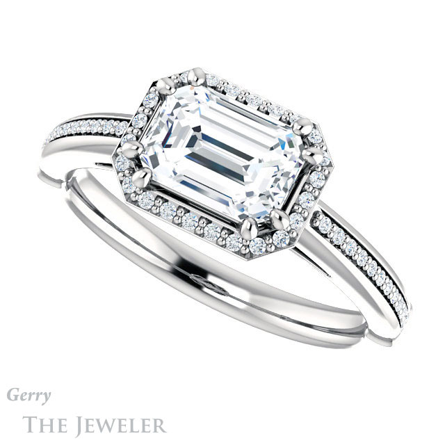 Emerald Cut Forever One Moissanite Engagement Ring #GTJ1195-emerald-fb-w 5 Emerald Cut Forever Brilliant Moissanite Engagement Ring #GTJ1195-emerald-fb-w