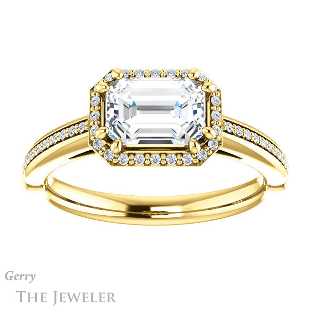 Emerald Cut Forever Brilliant Moissanite Engagement Ring #GTJ1195-emerald-fb-y