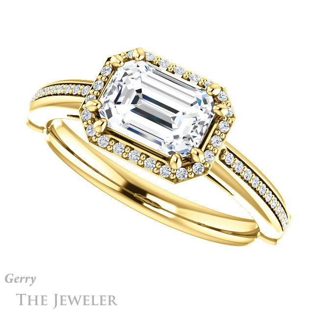 Emerald Cut Forever Brilliant Moissanite Engagement Ring #GTJ1195-emerald-fb-y