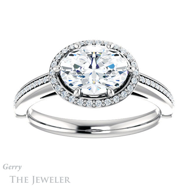 Oval Shaped Forever One Moissanite Engagement Ring #GTJ1195-oval-fo-w