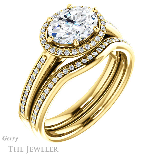 Oval Shaped Forever One Moissanite Engagement Ring #GTJ1195-oval-fo-y 6 Oval Shaped Forever One Moissanite Engagement Ring #GTJ1195-oval-fo-y