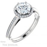 Round Cut Forever One Moissanite Engagement Ring #GTJ1195-round-fo-w