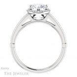 Round Cut Forever One Moissanite Engagement Ring #GTJ1195-round-fo-w