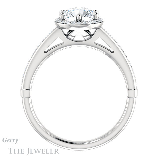 Round Cut Forever One Moissanite Engagement Ring #GTJ1195-round-fo-w