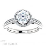 Round Cut Forever One Moissanite Engagement Ring #GTJ1195-round-fo-w