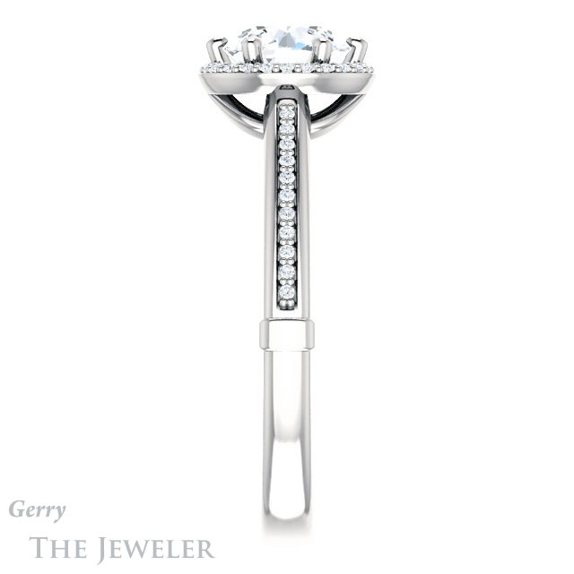 Round Cut Forever One Moissanite Engagement Ring #GTJ1195-round-fo-w