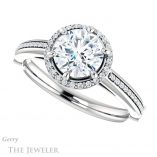 Round Cut Forever One Moissanite Engagement Ring #GTJ1195-round-fo-w
