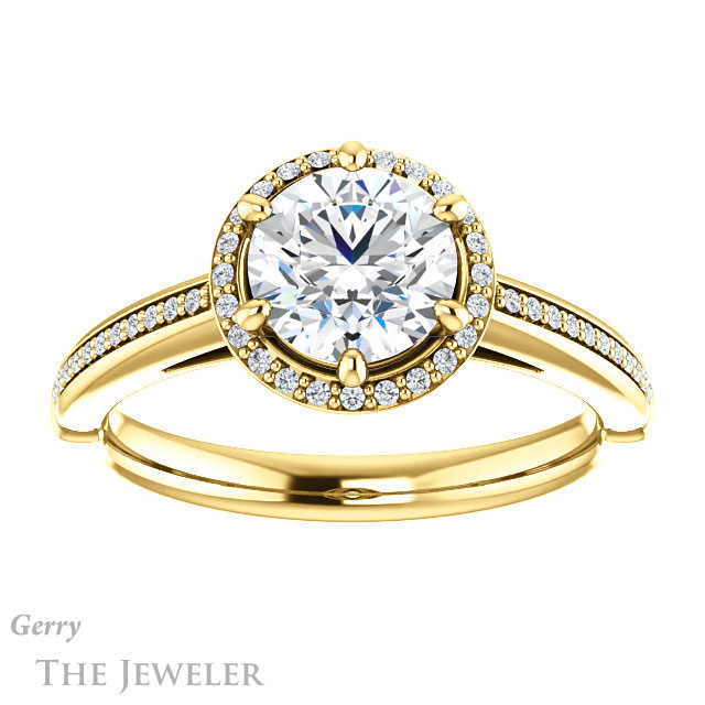 Round Cut Forever One Moissanite Engagement Ring #GTJ1195-round-fo-y