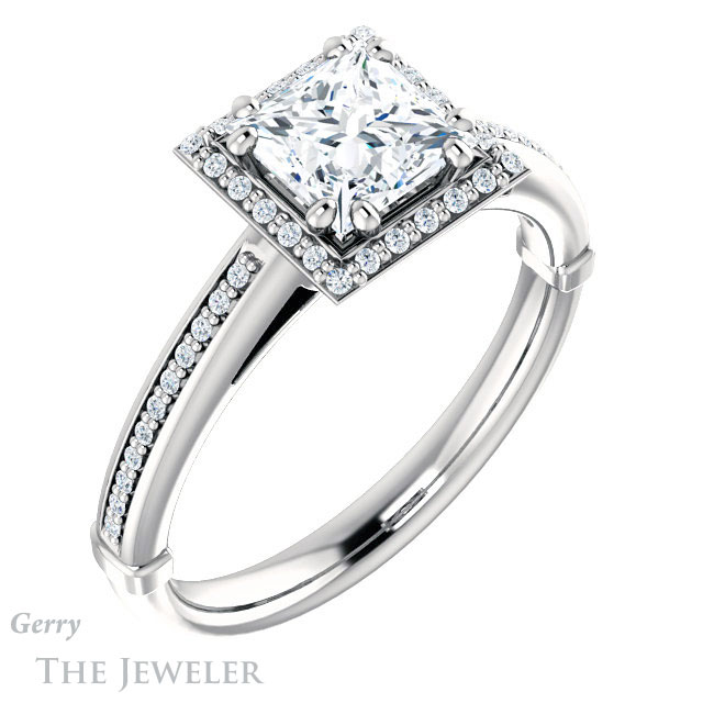 Princess Cut Forever One Moissanite Engagement Ring #GTJ1195-square-fo-w