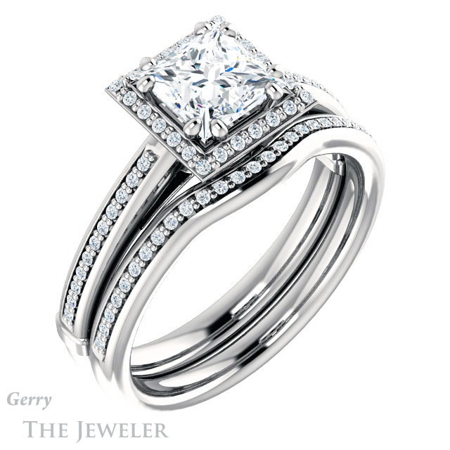 Princess Cut Forever One Moissanite Engagement Ring #GTJ1195-square-fo-w