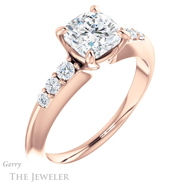 Cushion Cut Forever One Moissanite Engagement Ring #GTJ1196-cushion-fo-r 4 Cushion Cut Forever One Moissanite Engagement Ring #GTJ1196-cushion-fo-r