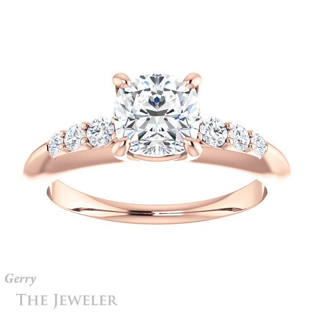 Cushion Cut Forever One Moissanite Engagement Ring #GTJ1196-cushion-fo-r 1 Cushion Cut Forever One Moissanite Engagement Ring #GTJ1196-cushion-fo-r