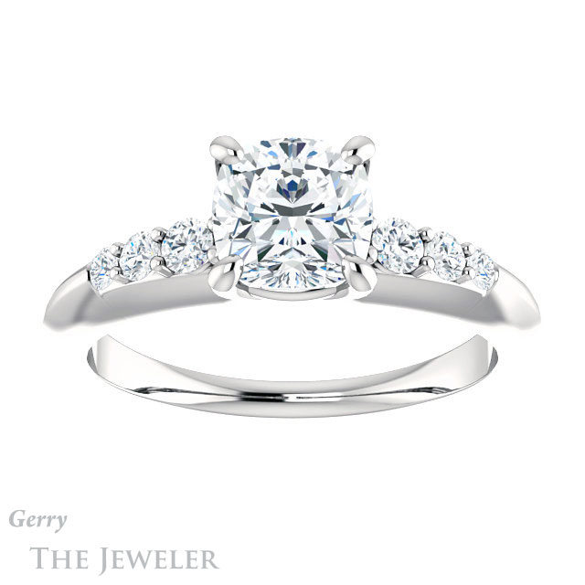 Cushion Cut Forever One Moissanite Engagement Ring #GTJ1196-cushion-fo-w 1 Cushion Cut Forever One Moissanite Engagement Ring #GTJ1196-cushion-fo-w