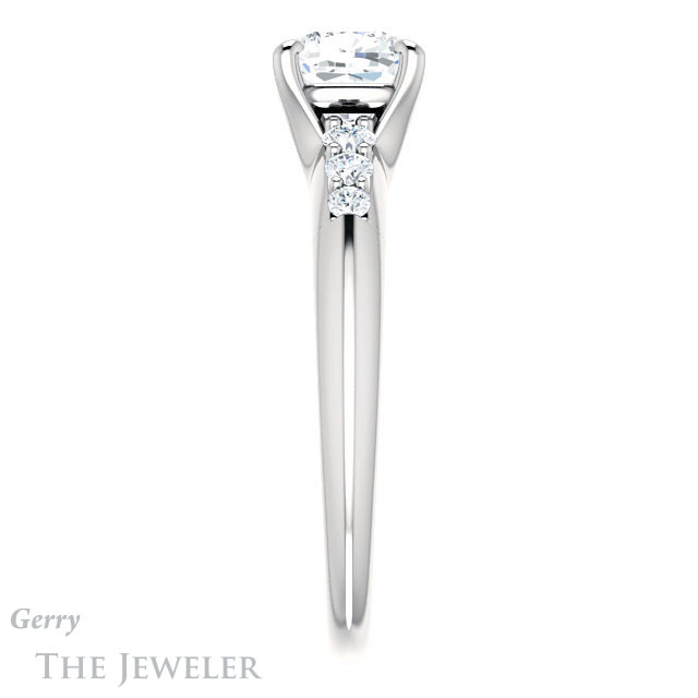 Cushion Cut Forever One Moissanite Engagement Ring #GTJ1196-cushion-fo-w 3 Cushion Cut Forever One Moissanite Engagement Ring #GTJ1196-cushion-fo-w