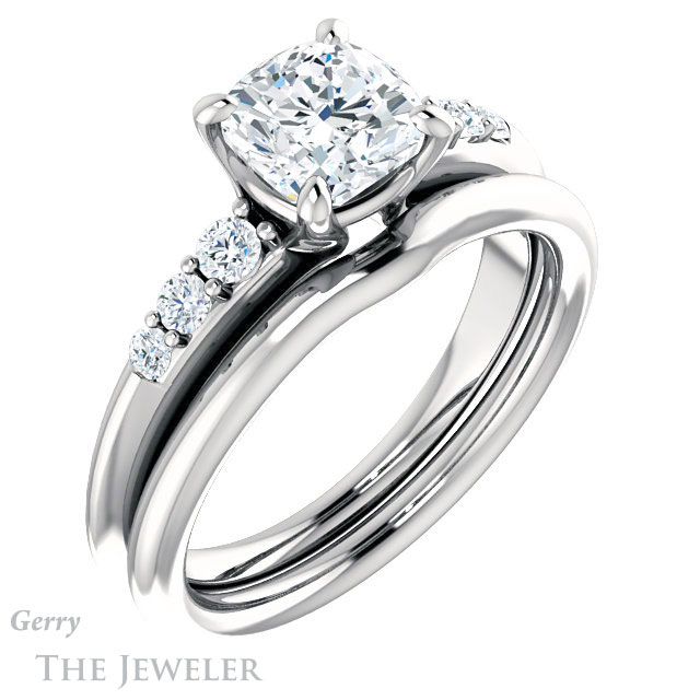 Cushion Cut Forever One Moissanite Engagement Ring #GTJ1196-cushion-fo-w 6 Cushion Cut Forever One Moissanite Engagement Ring #GTJ1196-cushion-fo-w