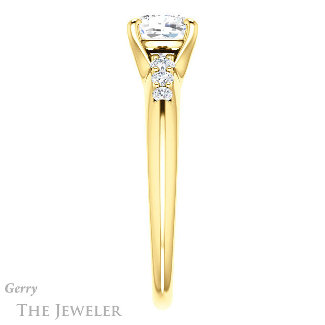 Cushion Cut Forever One Moissanite Engagement Ring #GTJ1196-cushion-fo-y 3 Cushion Cut Forever One Moissanite Engagement Ring #GTJ1196-cushion-fo-y
