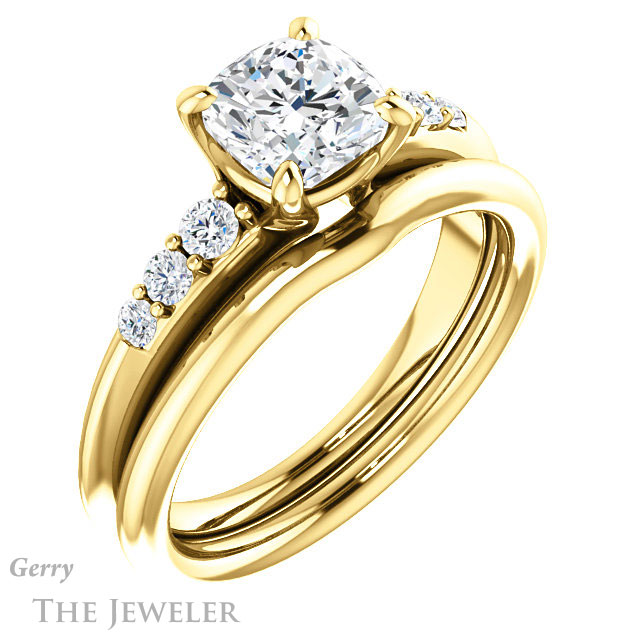 Cushion Cut Forever One Moissanite Engagement Ring #GTJ1196-cushion-fo-y 6 Cushion Cut Forever One Moissanite Engagement Ring #GTJ1196-cushion-fo-y